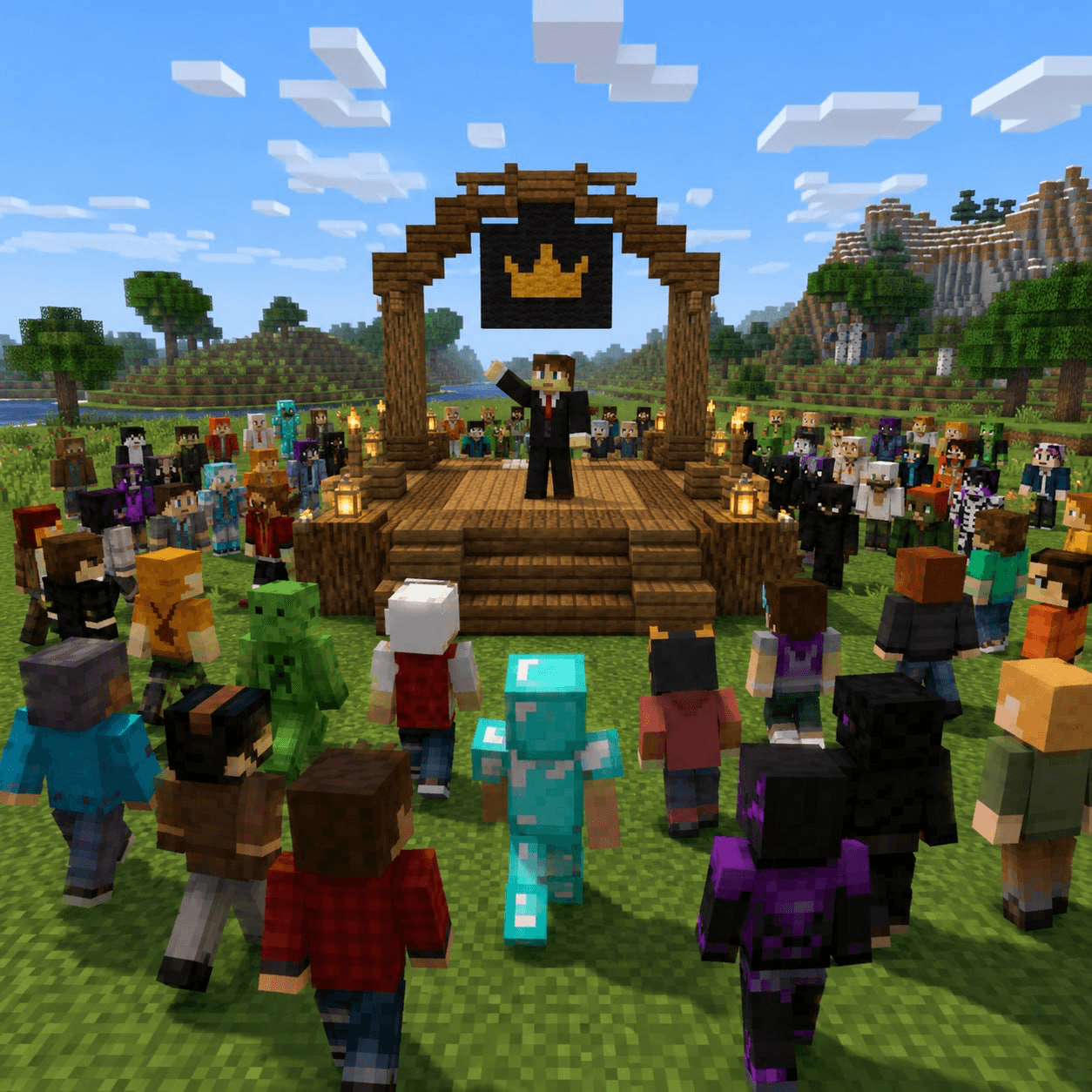 Minecraft.biz crowd gathered at spawn